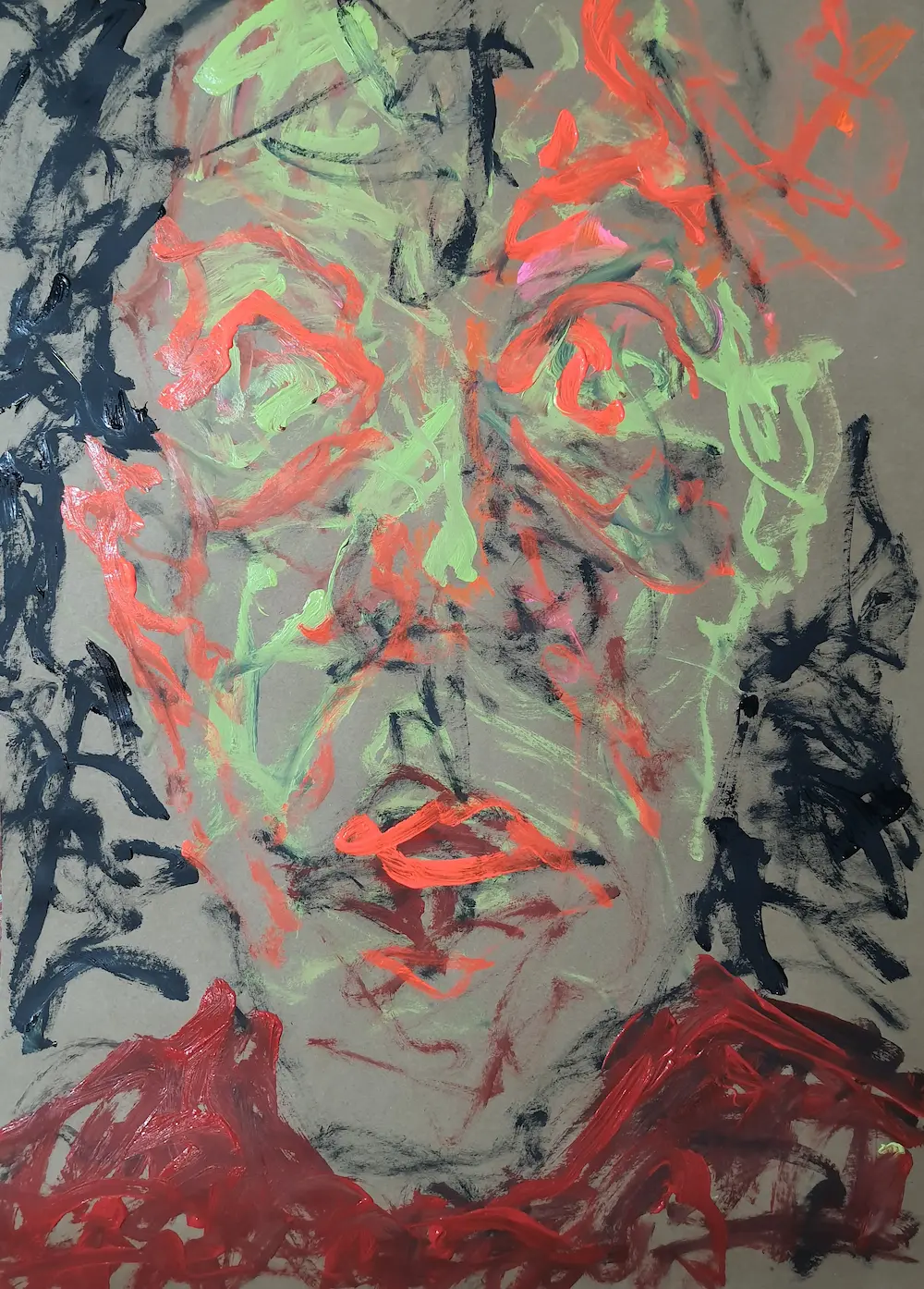 Portrait, Mixed media on paper, 100 x 70 cm, 2021