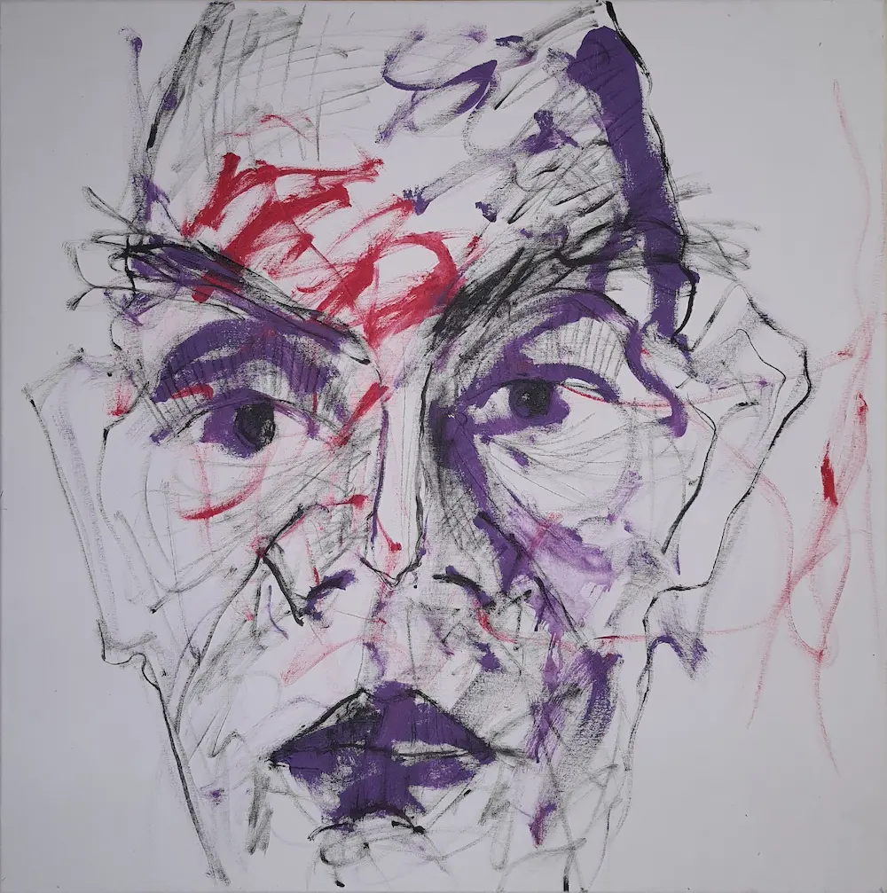 Portrait, Mixed media on canvas, 100 x 100 cm, 2023