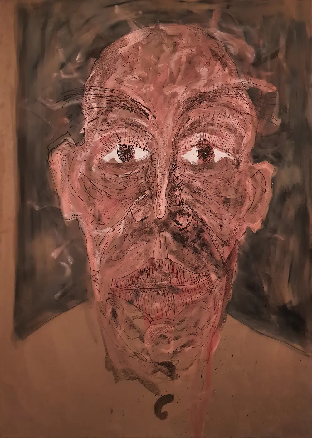 Portrait, Mixed media on upcycled fabric, 200 x 150 cm, 2024